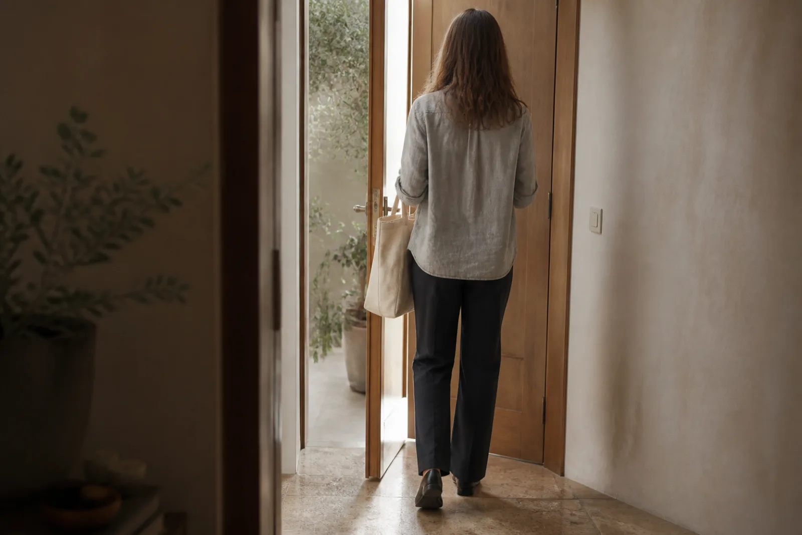 HIV test at home in Dubai — a nurse in plain clothes with a small unmarked bag at an apartment door